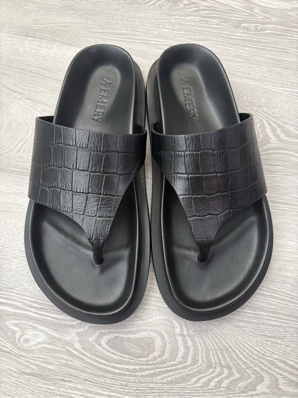 A. Emery Imara Croc-Effect Leather Thong Sandals